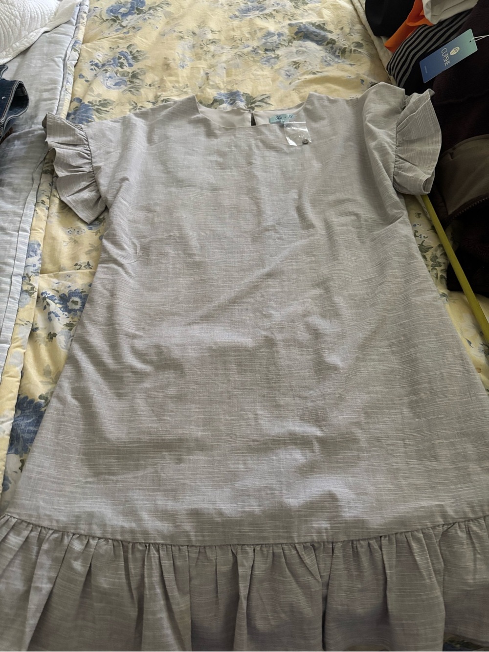 She + Sky Light Gray Textured Shift Dress